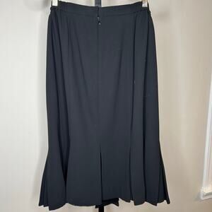 Nipon Boutique 14W-Black Skirt- plus size, elastic,Button, pleated, knee length